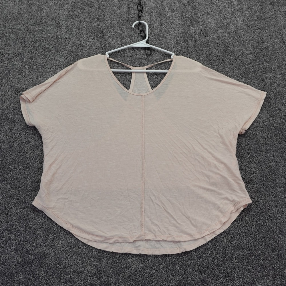 Calvin Klein Performance Top Womens Extra Small Pink Short Sleeve Open Back Gym